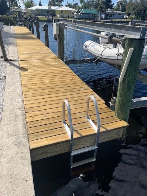New wooden dock on a Southwest Florida canal