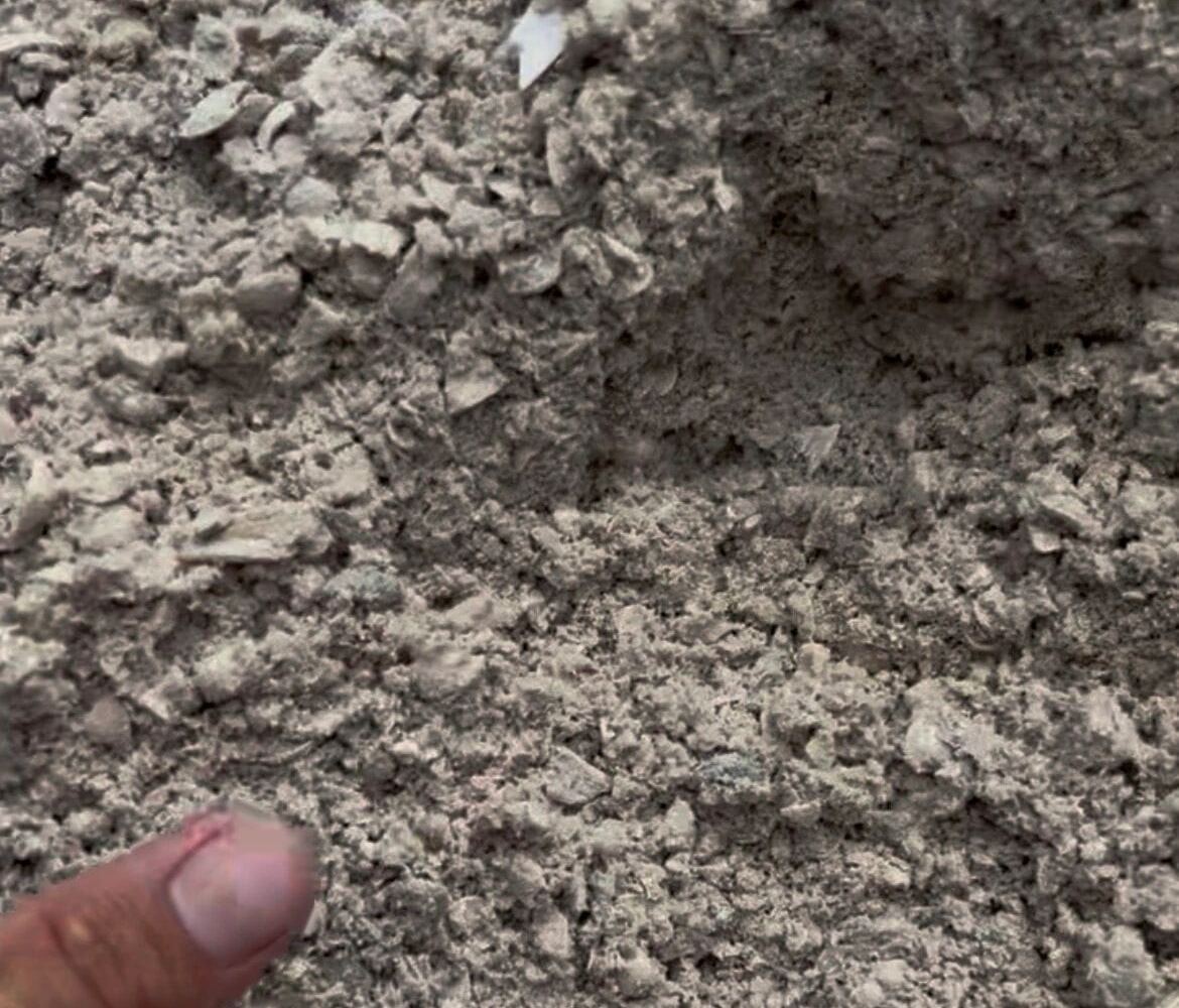 Close-up of paver base material
