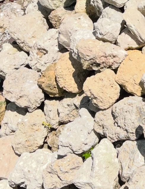 Close-up of rip rap stone