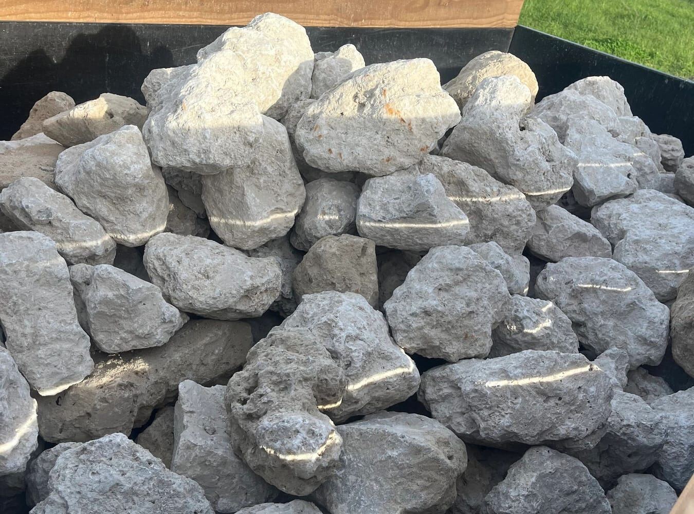Rip rap stone in a truck bed