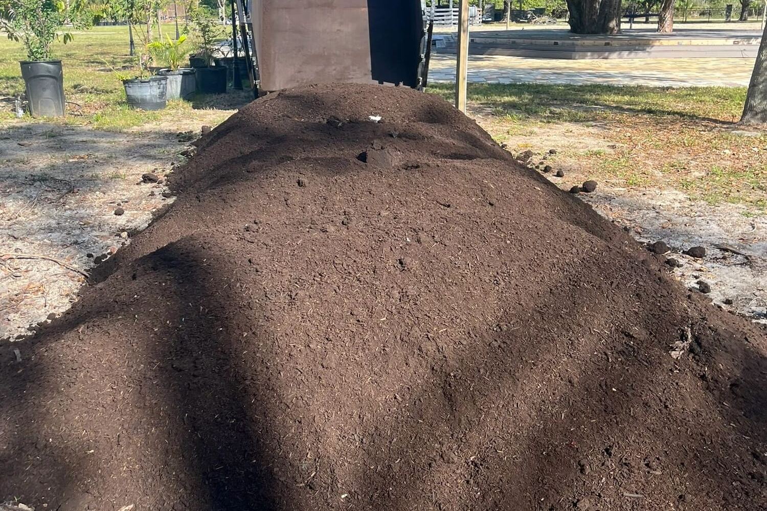 Topsoil delivered to a job site